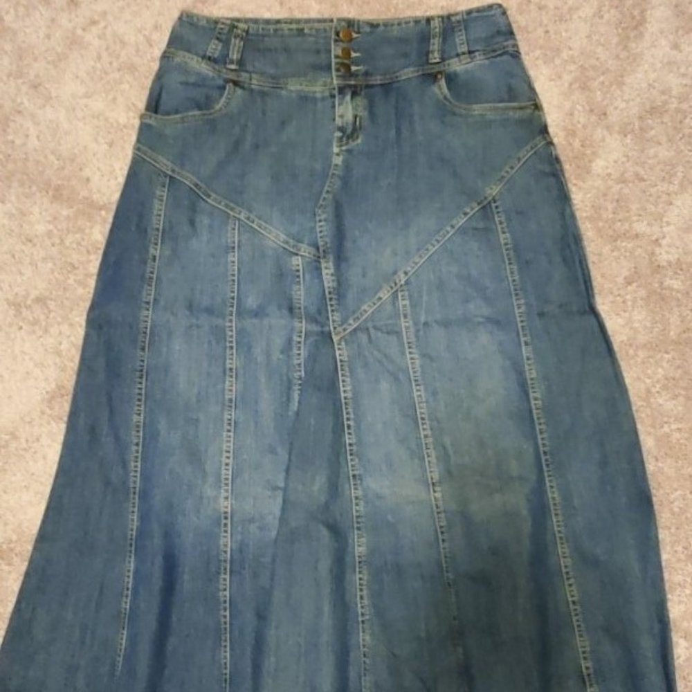 Style J Long Denim Skirt